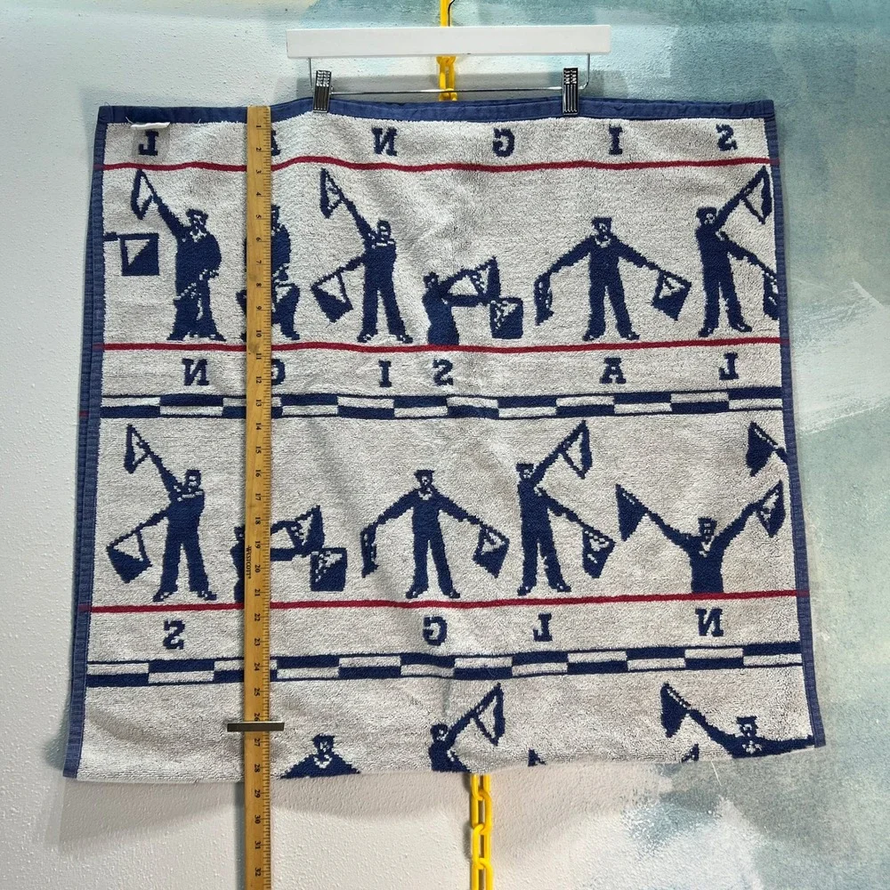 VTG Nautical SIGNAL‎ Semaphore Sailor Bath Towel Beach Summer Stock Signal Blue